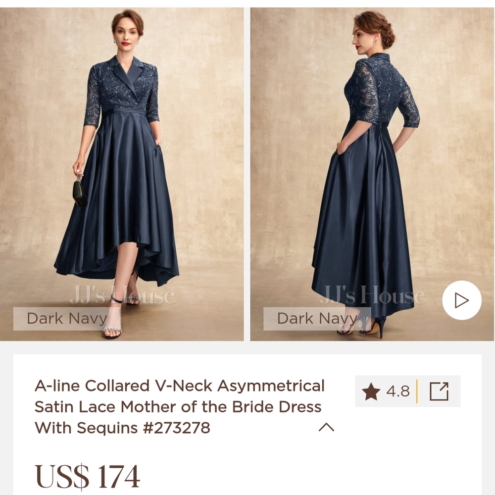 JJs House Dark Navy Asymmetrical A-Line Dress